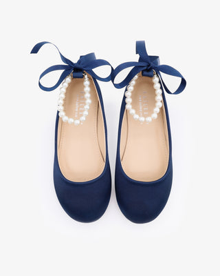 Satin Flats with All Pearls Ankle StrapKids Shoes