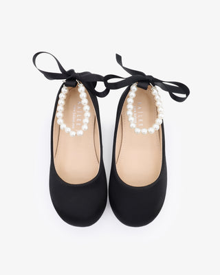 Satin Flats with All Pearls Ankle StrapKids Shoes