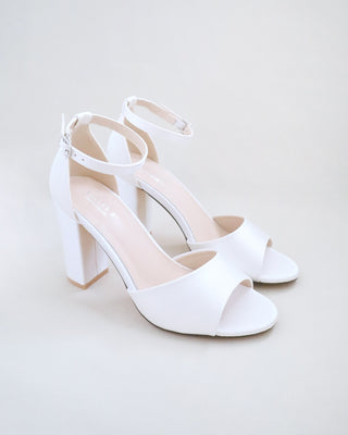 Satin Block Heel Wedding SandalsWomen Shoes