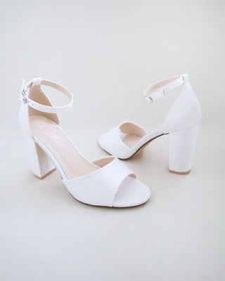Satin Block Heel Wedding SandalsWomen Shoes