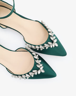 Satin Pointy Toe Evening Flats with Starlet Rhinestones EmbellishmentsWomen Shoes