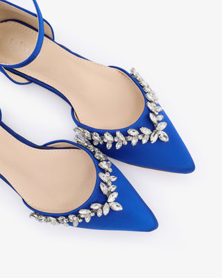 Satin Pointy Toe Evening Flats with Starlet Rhinestones EmbellishmentsWomen Shoes