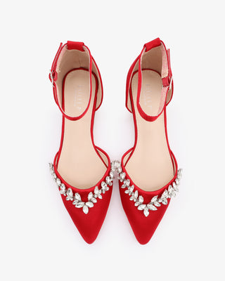 Satin Pointy Toe Evening Flats with Starlet Rhinestones EmbellishmentsWomen Shoes