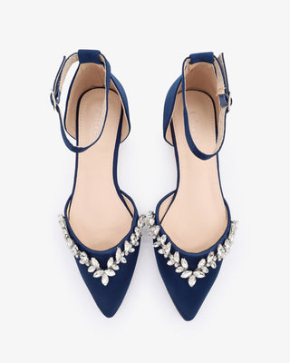 Satin Pointy Toe Evening Flats with Starlet Rhinestones EmbellishmentsWomen Shoes
