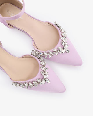 Satin Pointy Toe Evening Flats with Starlet Rhinestones EmbellishmentsWomen Shoes