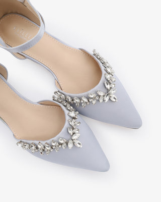 Satin Pointy Toe Evening Flats with Starlet Rhinestones EmbellishmentsWomen Shoes