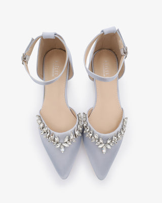 Satin Pointy Toe Evening Flats with Starlet Rhinestones EmbellishmentsWomen Shoes
