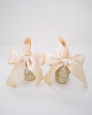 Rock Glitter Low Block Heel Girls Sandals with Wrapped Satin TieKids Shoes