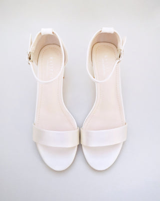 Satin Block Heel Sandals with Ankle StrapWomen Shoes