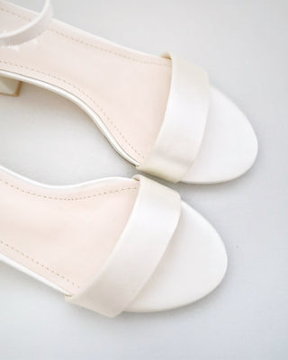 Satin Block Heel Sandals with Ankle StrapWomen Shoes