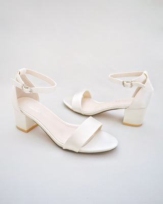 Satin Block Heel Sandals with Ankle StrapWomen Shoes