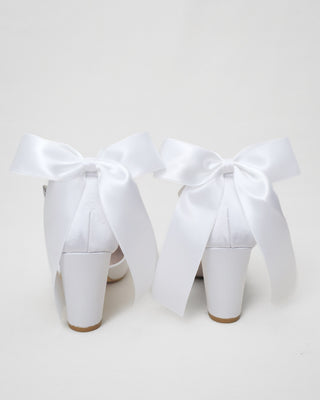 Satin Block Heel with Satin Back BowWomen Shoes