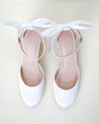 Satin Block Heel with Satin Back BowWomen Shoes