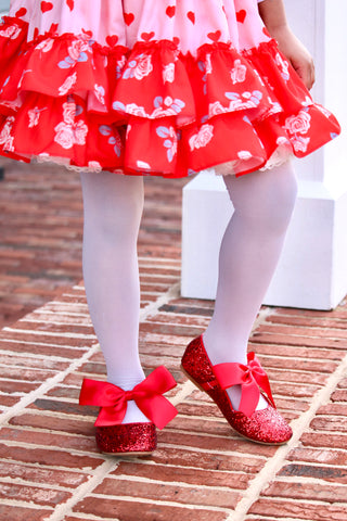 Rock Glitter Maryjane Flats with Satin BowKids Shoes