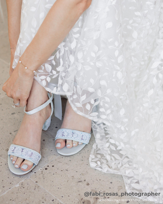 Crochet Lace Block Heel Wedding SandalsWomen Shoes