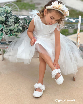 Rock Glitter Mary Jane Flats with Chiffon FlowersKids Shoes