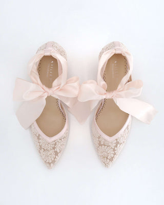Dusty Pink Lace Block Heel Ankle Tie Evening ShoesWomen Shoes