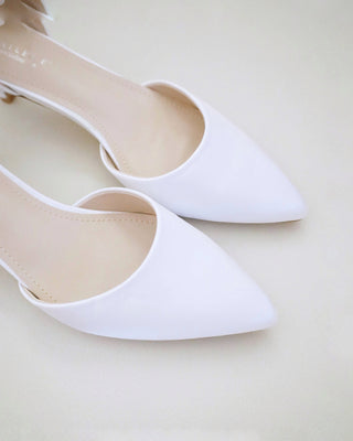 Satin Pointy Toe Kitten Low Heel with Perla Ankle StrapWomen Shoes