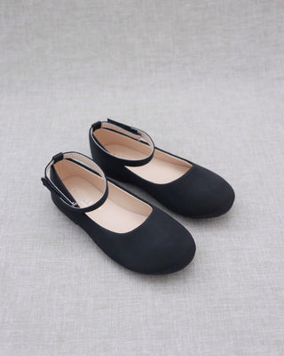 Satin Flats with Velcro Ankle StrapKids Shoes