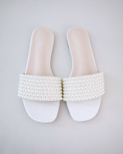 ivory pearl flat sandals