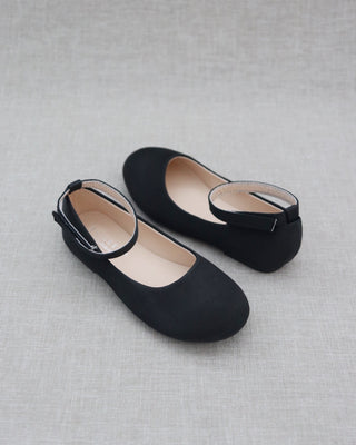 Satin Flats with Velcro Ankle StrapKids Shoes