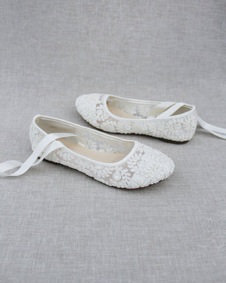 Crochet Lace Flats Ballerina Lace UpWomen Shoes