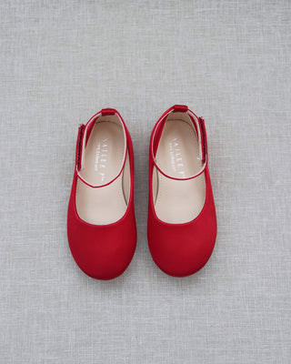 Satin Flats with Velcro Ankle StrapKids Shoes