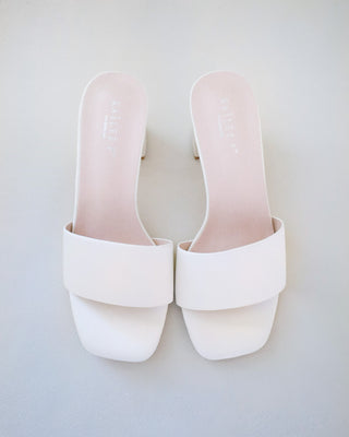 Satin Block Heels Slide Wedding SandalsWomen Shoes