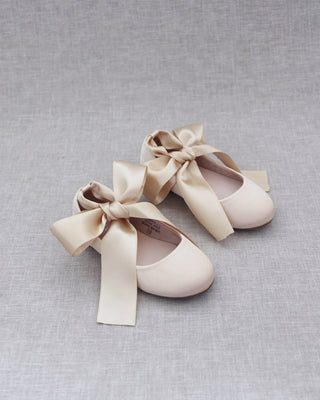 Satin Ballet Flats with Ankle Tie or Ballerina Lace UpKids Shoes
