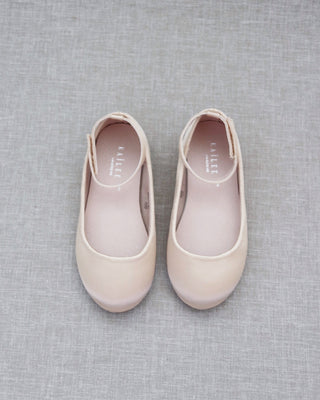 Satin Flats with Velcro Ankle StrapKids Shoes