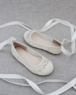 Ivory New Lace Flats with Ballerina Lace UpKids Shoes