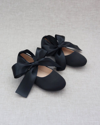 Satin Ballet Flats Ankle Tie or Ballerina Lace UpKids Shoes