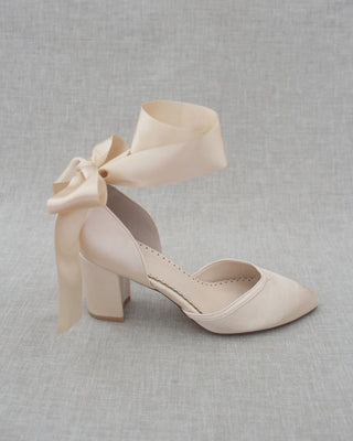 Ankle Wrap Tie Evening Block HeelsWomen Shoes