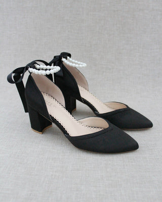 All Pearl Ankle Strap Evening Block HeelWomen Shoes