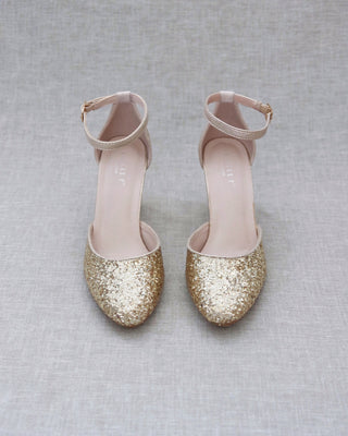 Rock Glitter Block Heel with Ankle StrapWomen Shoes