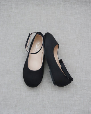 Satin Flats with Velcro Ankle StrapKids Shoes