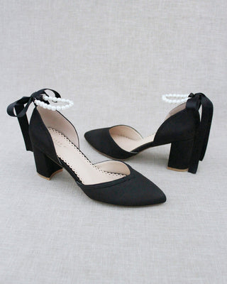 All Pearl Ankle Strap Evening Block HeelWomen Shoes