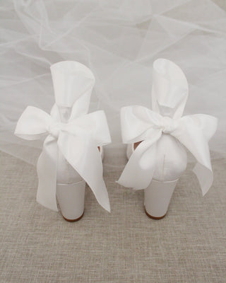 Satin Block Heel with Wrapped Ankle TieWomen Shoes