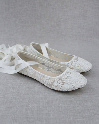 Crochet Lace Flats Ballerina Lace UpWomen Shoes