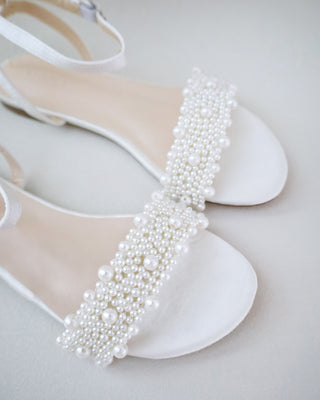 Satin Wedding Flat Sandal with Perla AppliqueWomen Shoes