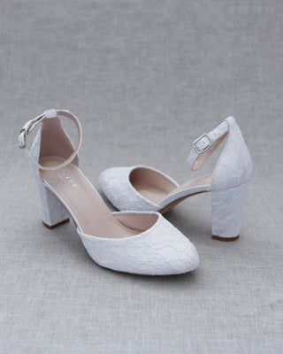 Lace Block Heel with Ankle StrapWomen Shoes
