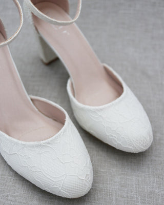 Lace Block Heel with Ankle StrapWomen Shoes