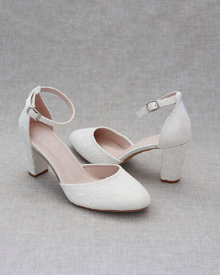 Lace Block Heel with Ankle StrapWomen Shoes