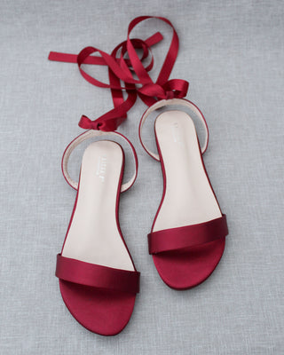 Satin Flat Sandal with Ballerina Lace UpWomen Shoes