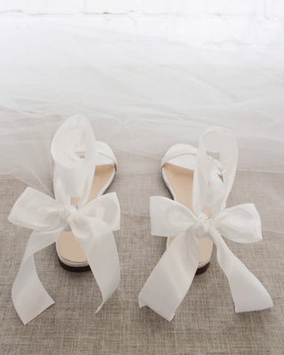 Satin Flat Sandal with Wrapped Satin TieWomen Shoes