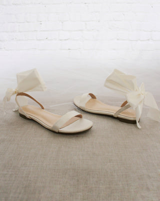 Satin Flat Sandal with Wrapped Satin TieWomen Shoes