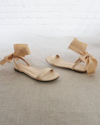 Satin Flat Sandal with Wrapped Satin TieWomen Shoes