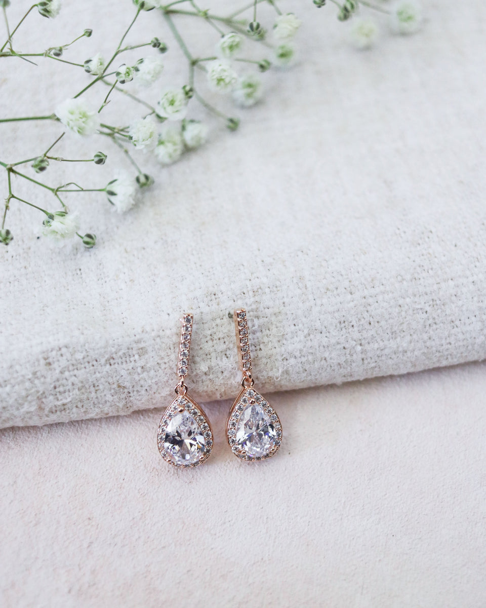 Clarissa Earrings Rhinestone Teardrop Earrings, Bridal Jewelry