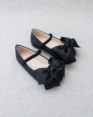 Satin Mary Jane Flats with Front Satin BowKids Shoes