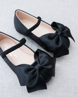 Satin Mary Jane Flats with Front Satin BowKids Shoes